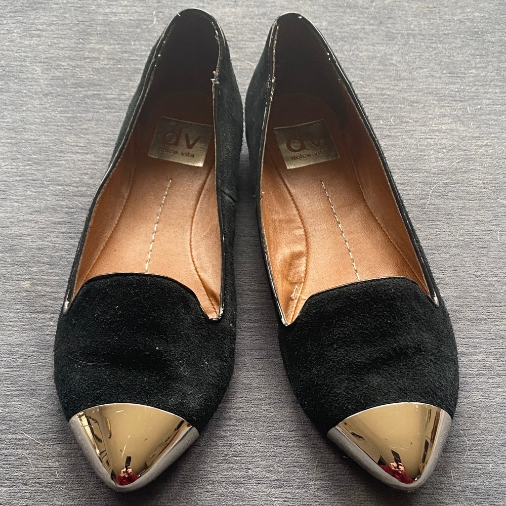 Black and Silver Women's Flats